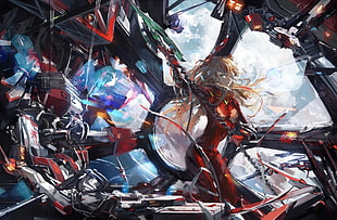 black and red motorcycle engine, anime, Neon Genesis Evangelion, Asuka Langley Soryu HD wallpaper