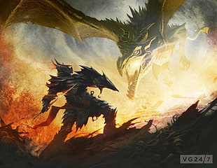 dragon and warrior painting