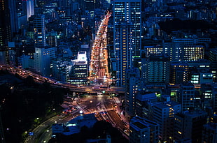 blue and red computer motherboard, Japan, cityscape