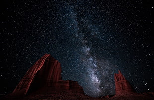 milky way galaxy, landscape, nature, Milky Way, starry night