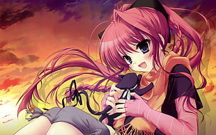 pink haired anime character HD wallpaper