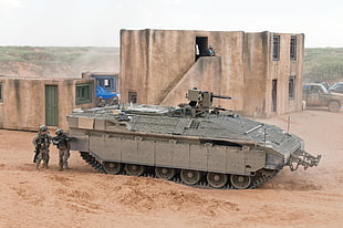 gray army tank, tank, Namer, APC, blank-firing adapter HD wallpaper