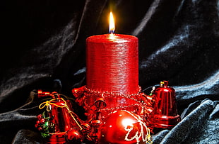 red lighted candle HD wallpaper