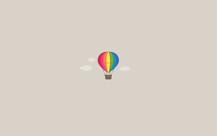 Rainbow Color Hot Air Balloon illustration HD wallpaper