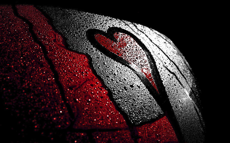 gray and red Heart painting HD wallpaper
