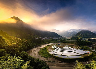 green mountain, nature, landscape, photography, river