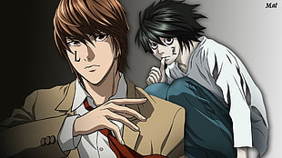 anime character illustration, Death Note, Yagami Light, Lawliet L, anime HD wallpaper