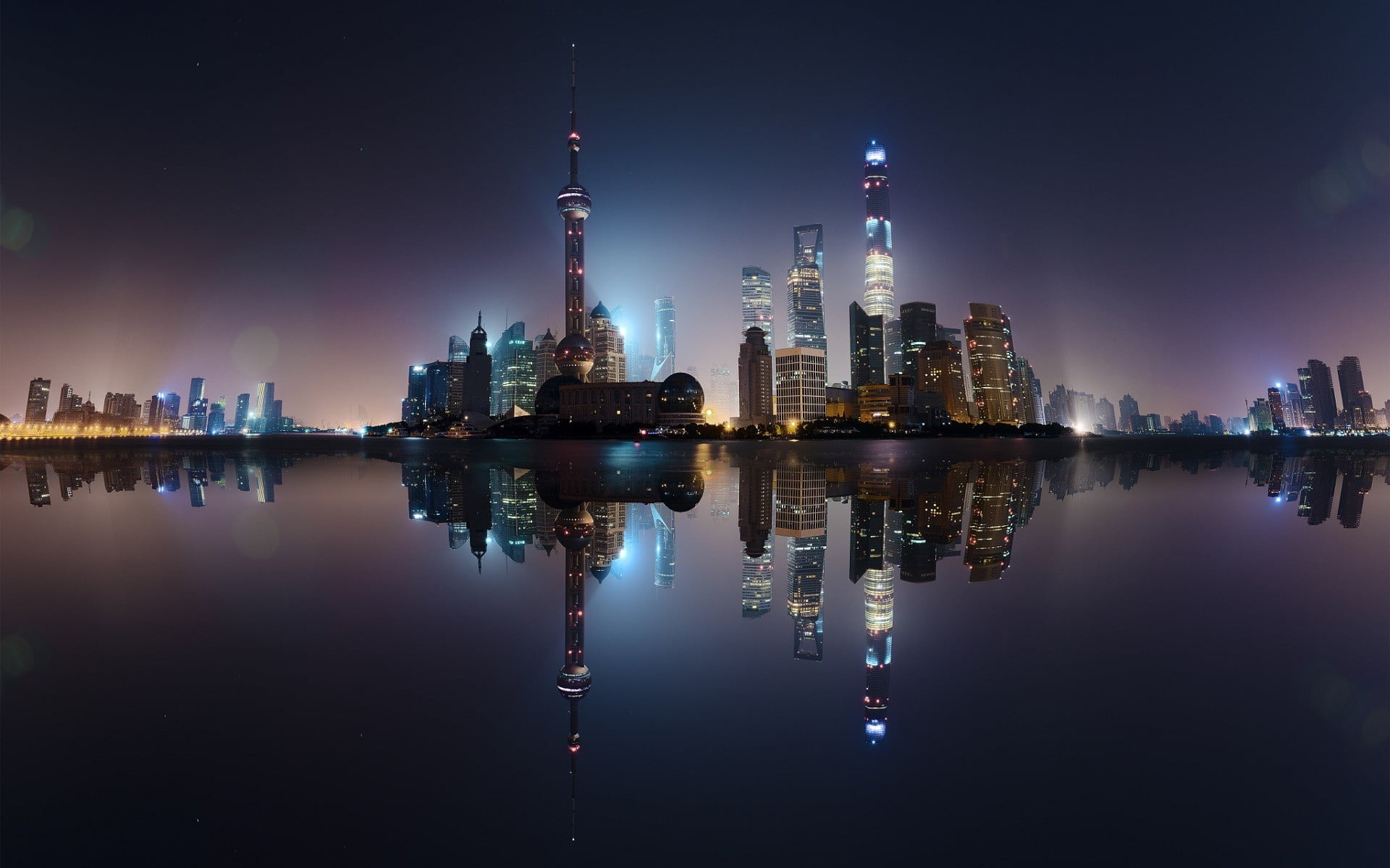 city skyline photography at nighttime