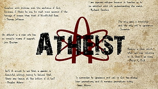 Atheist print on white background
