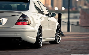 white Mercedes-Benz AMG sedan, Mercedes-Benz, Mercedes-Benz E-Class, tuning, vehicle HD wallpaper