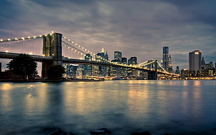 Brooklyn bridge during sunset HD wallpaper