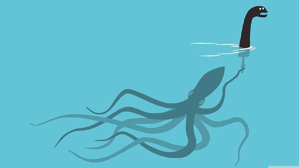 black octopus illustration HD wallpaper