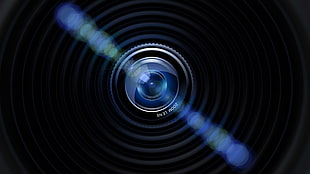 round black DSLR camera lens, camera, lens, blue, black HD wallpaper