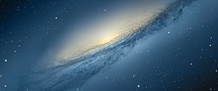 milky way illustration, galaxy, space, blue, stars HD wallpaper