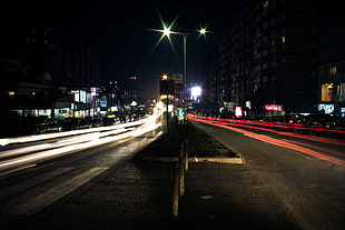 time lapse photo of road, road, long exposure HD wallpaper