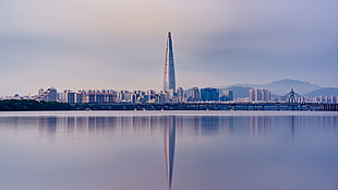 white high-rise building, panorama, skyscraper, Seoul, South Korea HD wallpaper