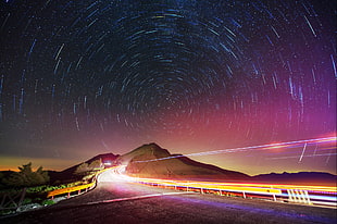 stargaze timelapse design, nature, landscape, night, hills