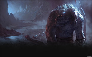 gray monster digital illustation, Dungeons & Dragons, artwork, fantasy art HD wallpaper