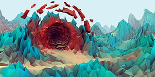 dimension wallpaper, drawn, cave, low poly