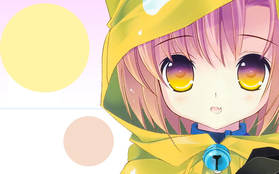 photo of anime character woman in yellow raincoat HD wallpaper