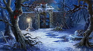 gray castle digital wallpaper, fantasy art, artwork, dark