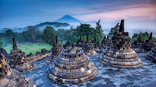 beige bell-shaped landmark, HDR, landscape, Indonesia, temple HD wallpaper