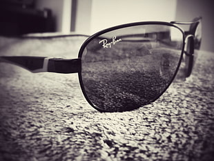 black Ray-Ban sunglasses, glasses, Ray-Ban, monochrome HD wallpaper