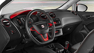 black SEAT vehicle interior, car, Seat Ibiza HD wallpaper