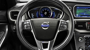 black and gray Hyundai car steering wheel, car, Volvo V40 HD wallpaper