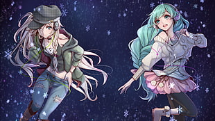 teal and pink hair women illustration, Vocaloid, Hatsune Miku, IA (Vocaloid), anime HD wallpaper