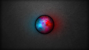 metallic red and blue planet digital wallpaper, blue, circle, contrast, minimalism HD wallpaper