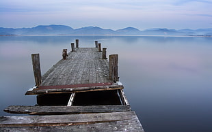 photo of gray wooden dock HD wallpaper