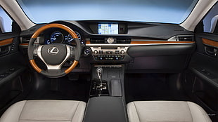 black and gray Lexus vehicle interior, Lexus ES300h HD wallpaper