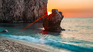 sunset photo of seashore