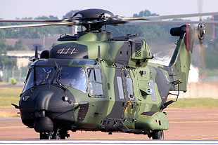 green and black camouflage helicopter, helicopters, NHIndustries NH90, aircraft, military aircraft