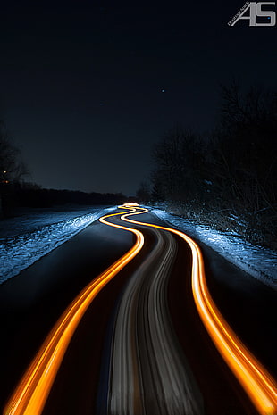 black road with yellow lights during night time, Adriano Saccio, 500px, dark, night