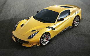 yellow and black coupe die-cast model, Ferrari F12 TDF, car HD wallpaper