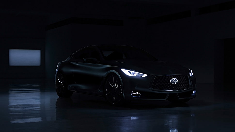 black Infiniti coupe, Infiniti, 2015 Infiniti Q60 Coupe, car HD wallpaper