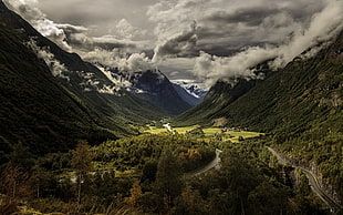 green mountains, landscape, nature, valley, highway