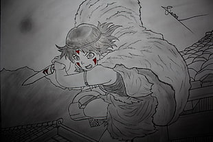 female anime character sketch, Princes Mononoke HD wallpaper
