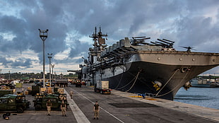 gray warship, military, aircraft carrier, United States Navy