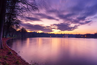 purple lake photo HD wallpaper