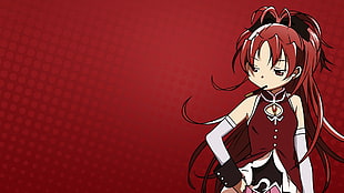 red-haired female anime character digital wallpaper, Mahou Shoujo Madoka Magica, Sakura Kyouko, anime HD wallpaper