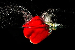 time lapse photo of red bell pepper sinking on water HD wallpaper