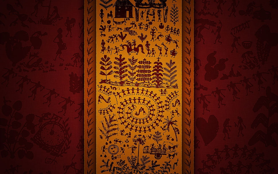 brown floral illustration, artwork HD wallpaper