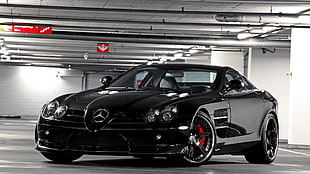 black Mercedes-Benz coupe, Mercedes-Benz, black cars, Mercedes-Benz Mclaren HD wallpaper