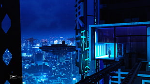 blue high-rise building, Axwell, Eternal Sunshine of the Spotless Mind, jelly, lights HD wallpaper