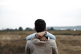 men's brown jacket, Couple, Hugs, Hands