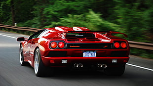 red sports coupe, car, Lamborghini, Lamborghini Diablo, Lamborghini Diablo Sv HD wallpaper
