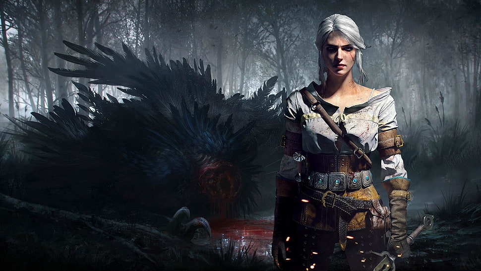 white haired female game character digital wallpaper, video games, Cirilla Fiona Elen Riannon, The Witcher 3: Wild Hunt HD wallpaper